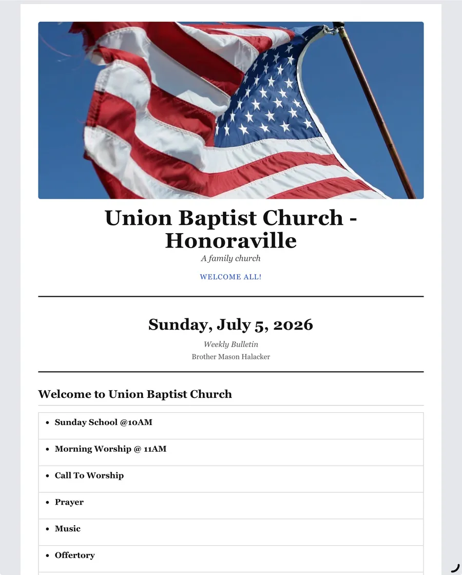 Latest Church Bulletin screen